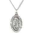 Sterling Silver 21.5x14.5 mm Oval St. Christopher 18" Necklace 