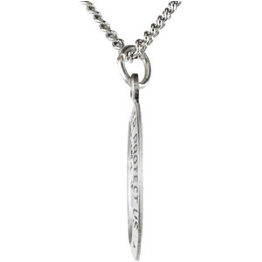 Sterling Silver 12x9 mm Oval St. Christopher 18" Necklace