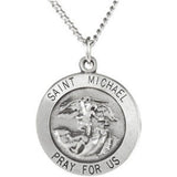 Sterling Silver St. Michael Medal 18" Necklace