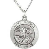 Sterling Silver St. Michael Medal 24" Necklace