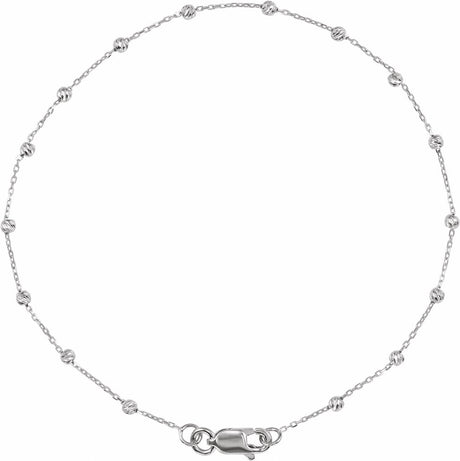 14K White Gold .65 mm Beaded Cable 7" Chain