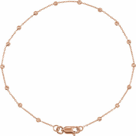 14K Rose Gold .65 mm Beaded Cable 7" Chain
