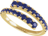 14K Yellow Gold Lab-Grown Blue Sapphire Bypass Ring