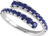 14K White Gold Lab-Grown Blue Sapphire Bypass Ring