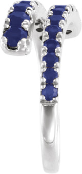 14K White Gold Lab-Grown Blue Sapphire Bypass Ring