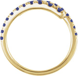 14K Yellow Gold Lab-Grown Blue Sapphire Bypass Ring