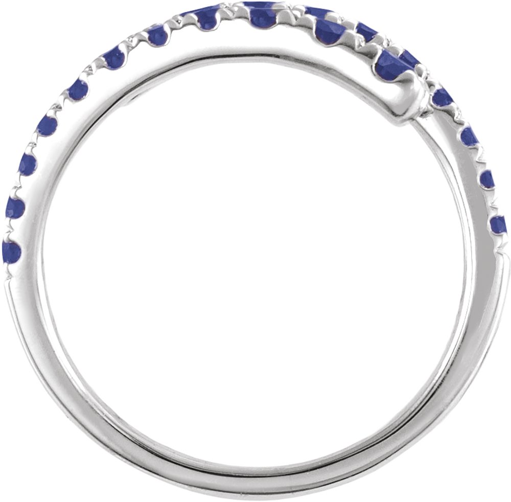 14K White Gold Lab-Grown Blue Sapphire Bypass Ring