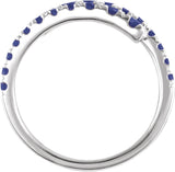 14K White Gold Lab-Grown Blue Sapphire Bypass Ring