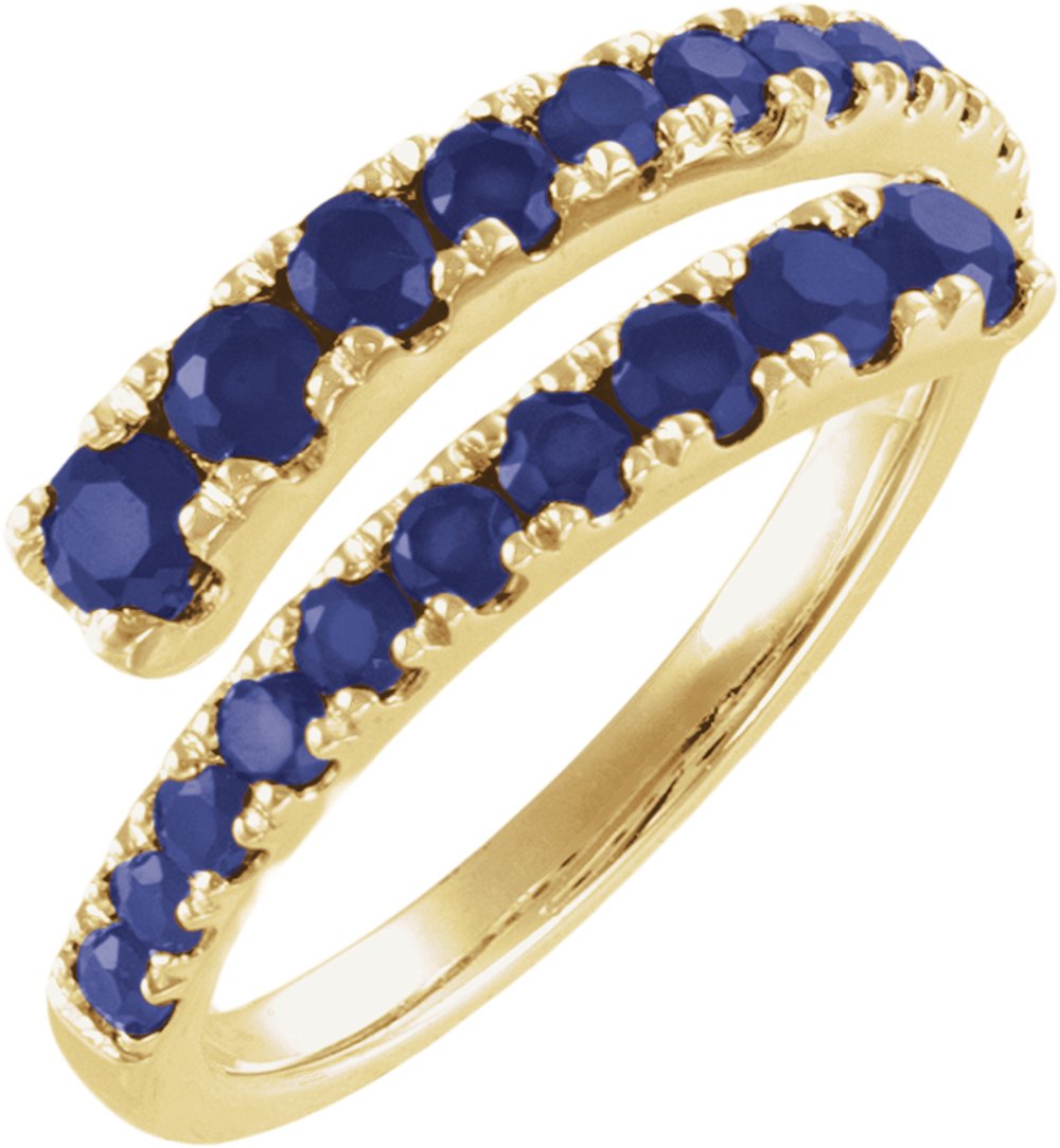 14K Yellow Gold Lab-Grown Blue Sapphire Bypass Ring