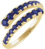 14K Yellow Gold Lab-Grown Blue Sapphire Bypass Ring