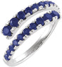 14K White Gold Lab-Grown Blue Sapphire Bypass Ring