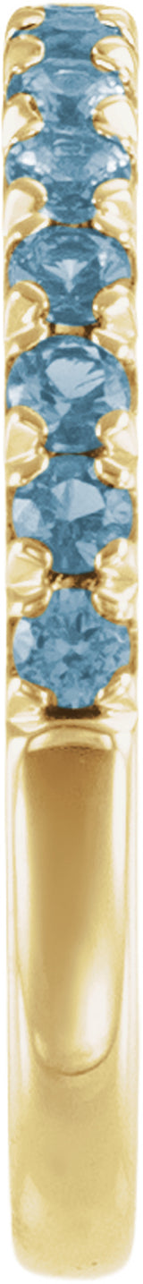 14K Yellow Gold Natural Aquamarine Stackable Ring