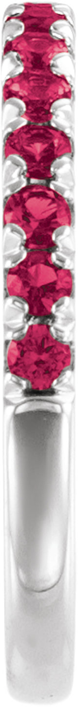 14K White Gold Natural Ruby Stackable Ring