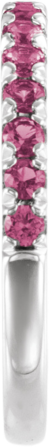 Sterling Silver Natural Pink Tourmaline Stackable Ring