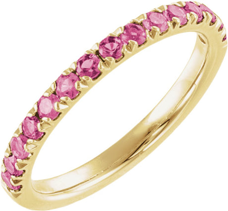 14K Yellow Gold Natural Pink Tourmaline Stackable Ring