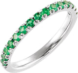 Sterling Silver Lab-Grown Emerald Stackable Ring