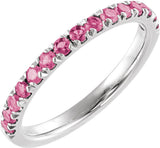 Sterling Silver Natural Pink Tourmaline Stackable Ring