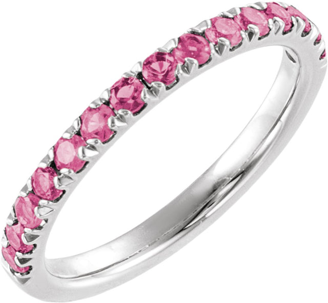 Sterling Silver Natural Pink Tourmaline Stackable Ring