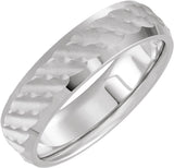14K White Gold 6 mm Patterned Band Size 10