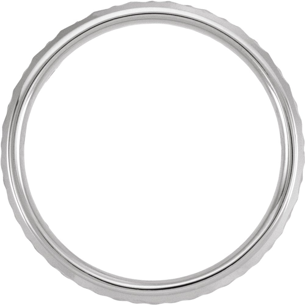 14K White Gold 6 mm Patterned Band Size 10