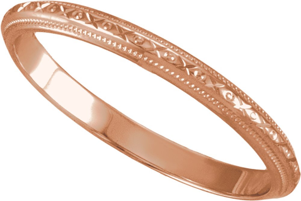 14K Rose Gold 2 mm Milgrain Geometric Band Size 7