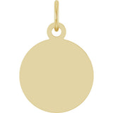 14K Yellow Gold Engravable Disc Pendant