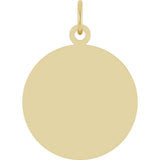 14K Yellow Gold Engravable Disc Pendant
