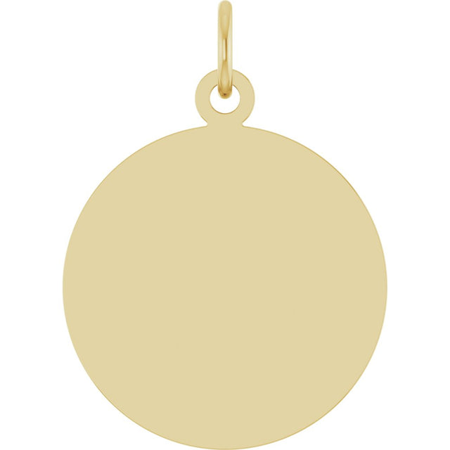 14K Yellow Gold Engravable Disc Pendant
