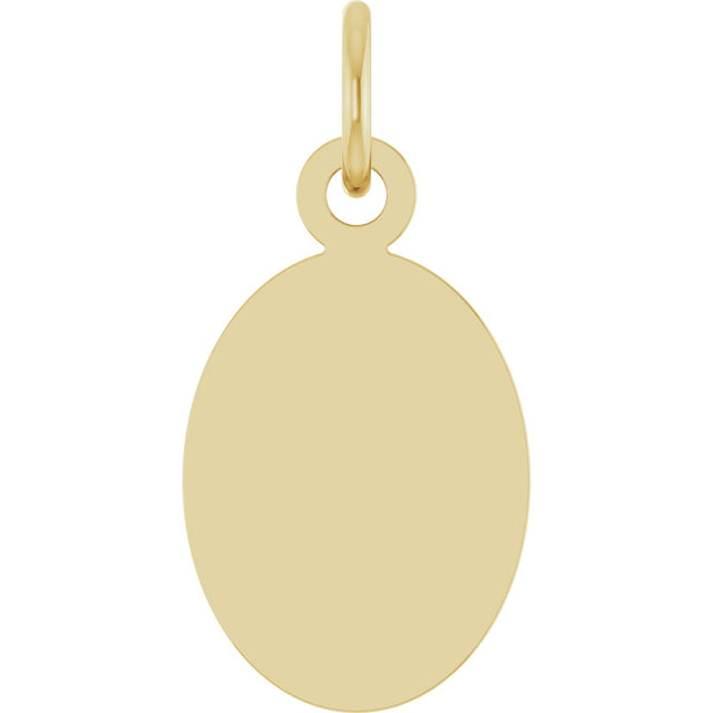 14K Yellow Gold Engravable Oval Disc Pendant