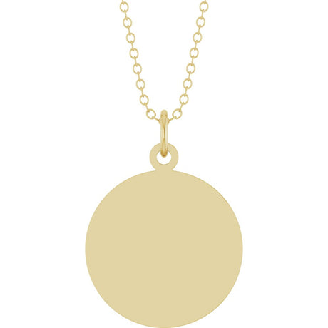 10K Yellow Gold Engravable Round Disc 18" Necklace