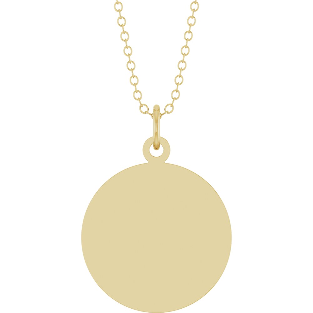 14K Yellow Gold Engravable Round Disc 18" Necklace