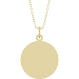 14K Yellow Gold Engravable Round Disc 18" Necklace