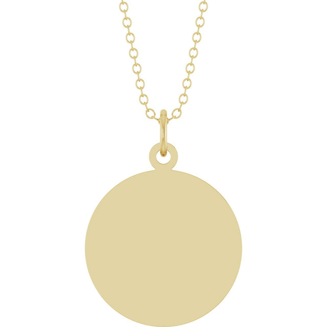 14K Yellow Gold Engravable Round Disc 18" Necklace