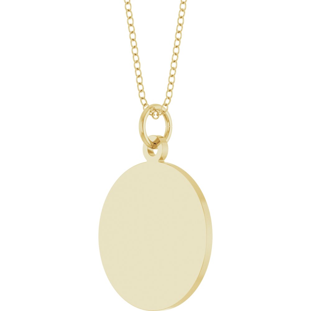 14K Yellow Gold Engravable Round Disc 18" Necklace