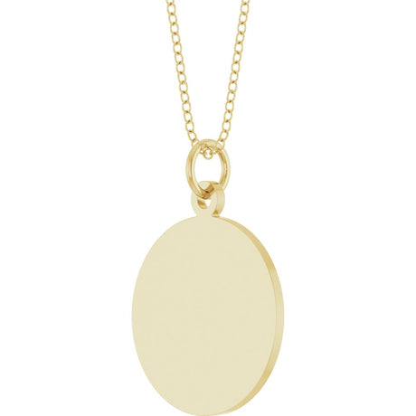 14K Yellow Gold Engravable Round Disc 18" Necklace
