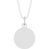 Sterling Silver Engravable Round Disc 18" Necklace