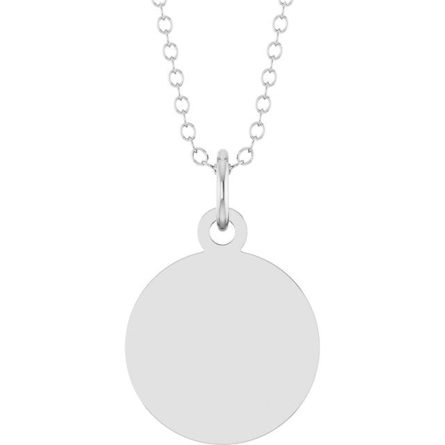 Sterling Silver Engravable Round Disc 18" Necklace