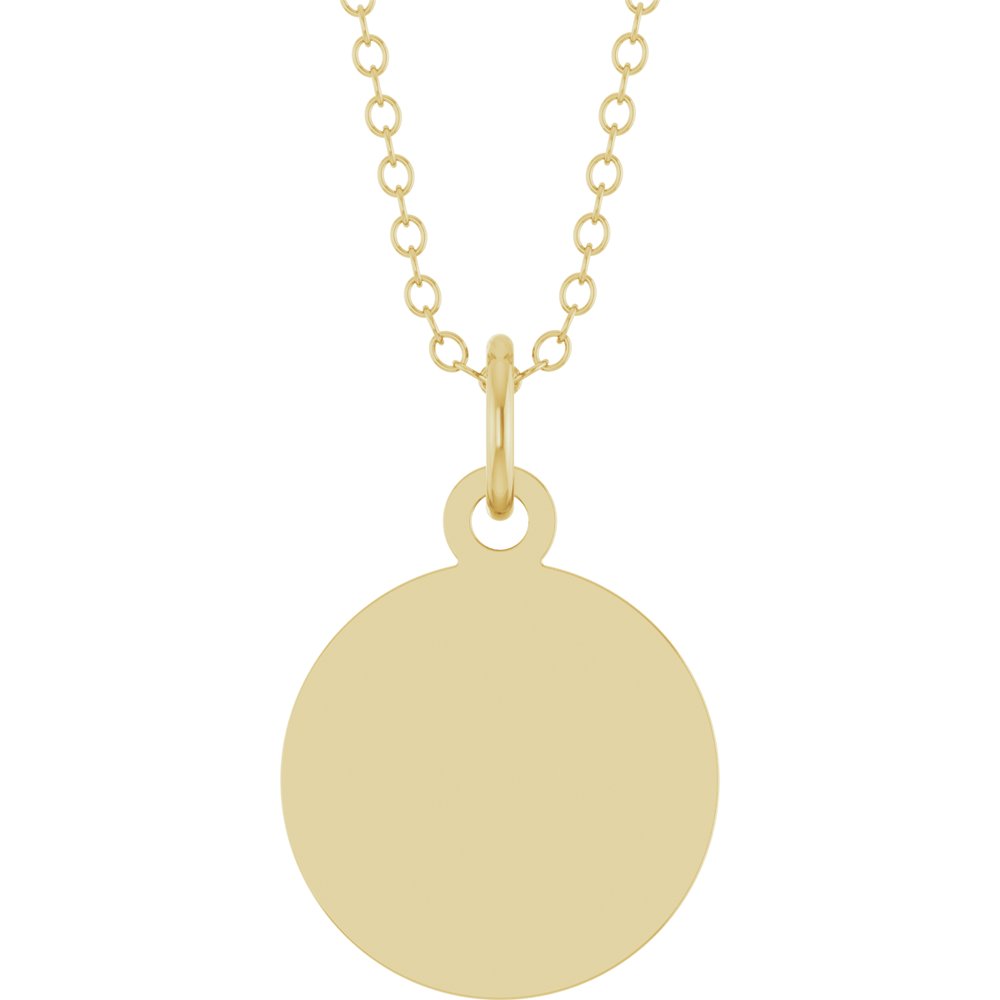 14K Yellow Gold Engravable Round Disc 18" Necklace