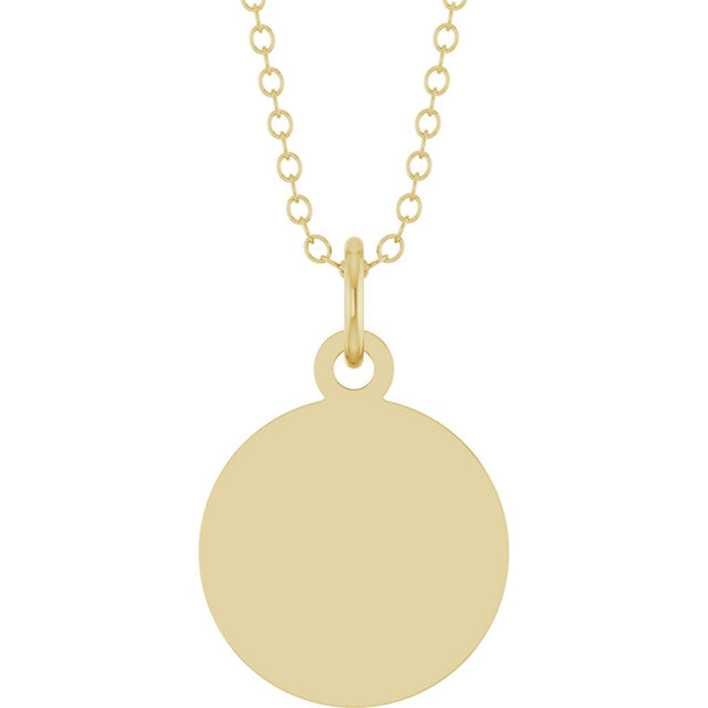 14K Yellow Gold Engravable Round Disc 18" Necklace