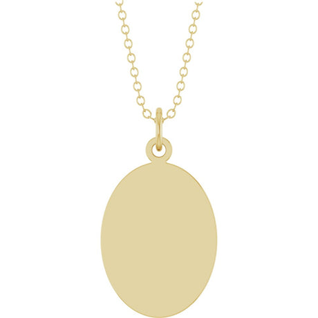 14K Yellow Gold Engravable Oval Disc 18" Necklace