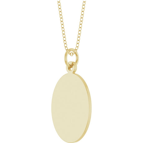 14K Yellow Gold Engravable Oval Disc 18" Necklace