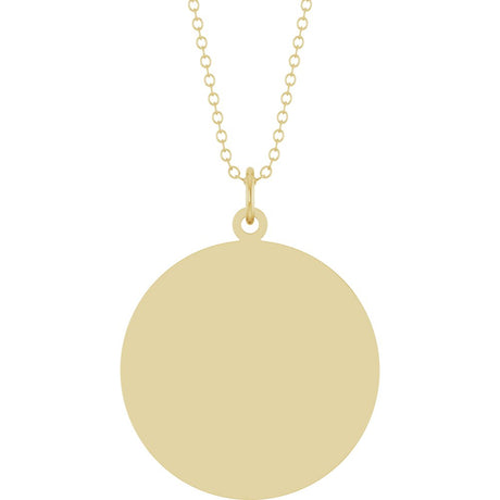 10K Yellow Gold Engravable Round Disc 18" Necklace