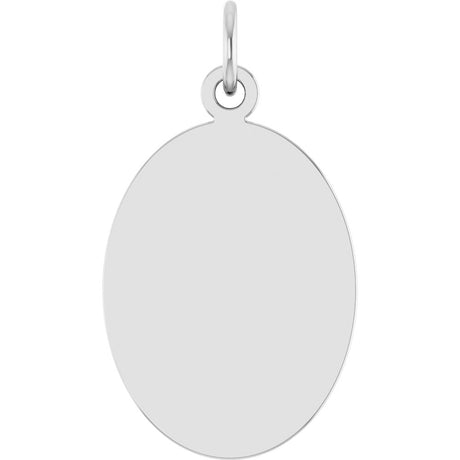 10K White Gold Engravable Oval Disc Pendant