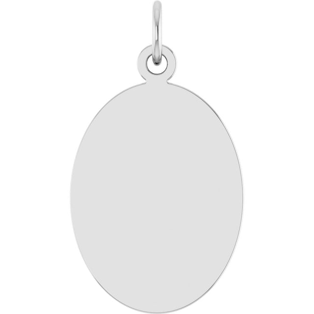 10K White Gold Engravable Oval Disc Pendant