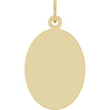 14K Yellow Gold Engravable Oval Disc Pendant