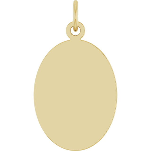 14K Yellow Gold Engravable Oval Disc Pendant