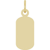 14K Yellow Gold Engravable Dog Tag Pendant