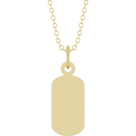 14K Yellow Gold Engravable Dog Tag 18" Necklace