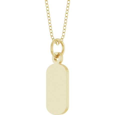14K Yellow Gold Engravable Dog Tag 18" Necklace