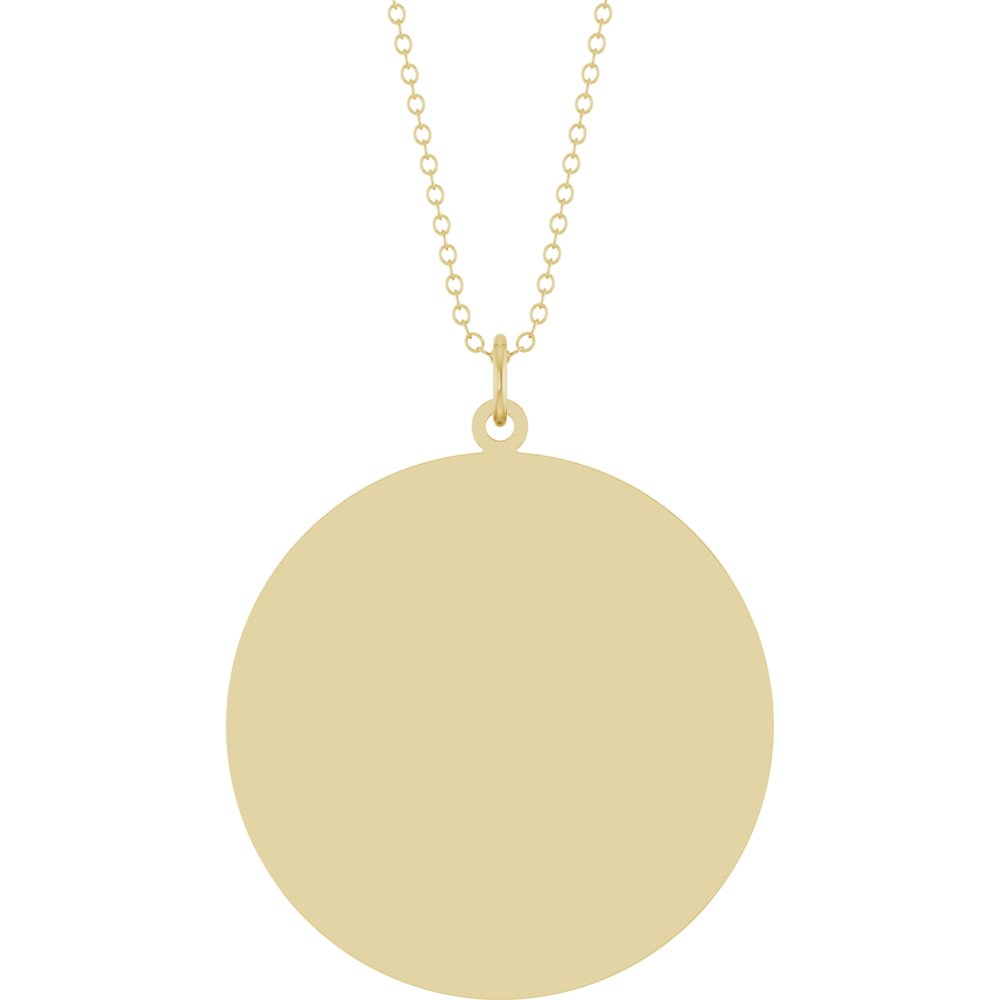 14K Yellow Gold Engravable Round Disc 18" Necklace